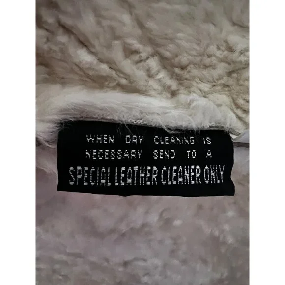 Wilsons Womens Vintage Beige Leather Suede Faux Fur Maxima Button Up Coat Jacket - Picture 10 of 11